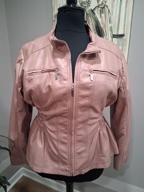 New Look Dusty Pink Faux Leather Zip Jacket